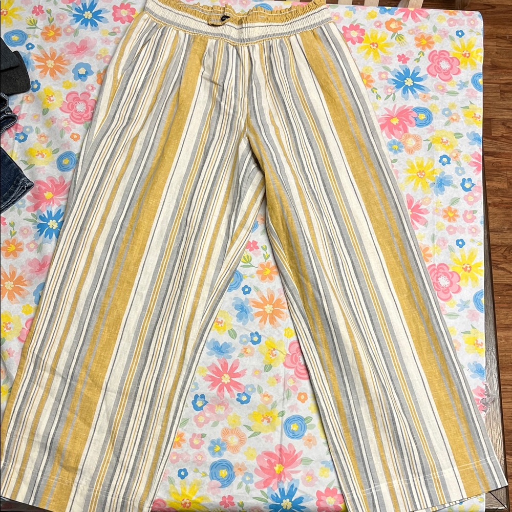 Counterparts Yellow and Gray Striped linen pants